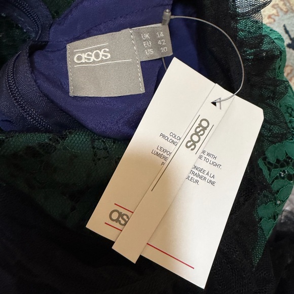 ASOS MWT mixed texture dress green/purple/black size 10 - Picture 6 of 6